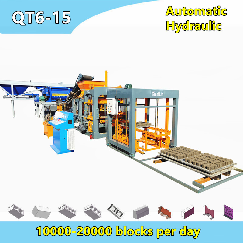 QT5-15 automatic hydraulic machine produce 1m length cement curbstones
